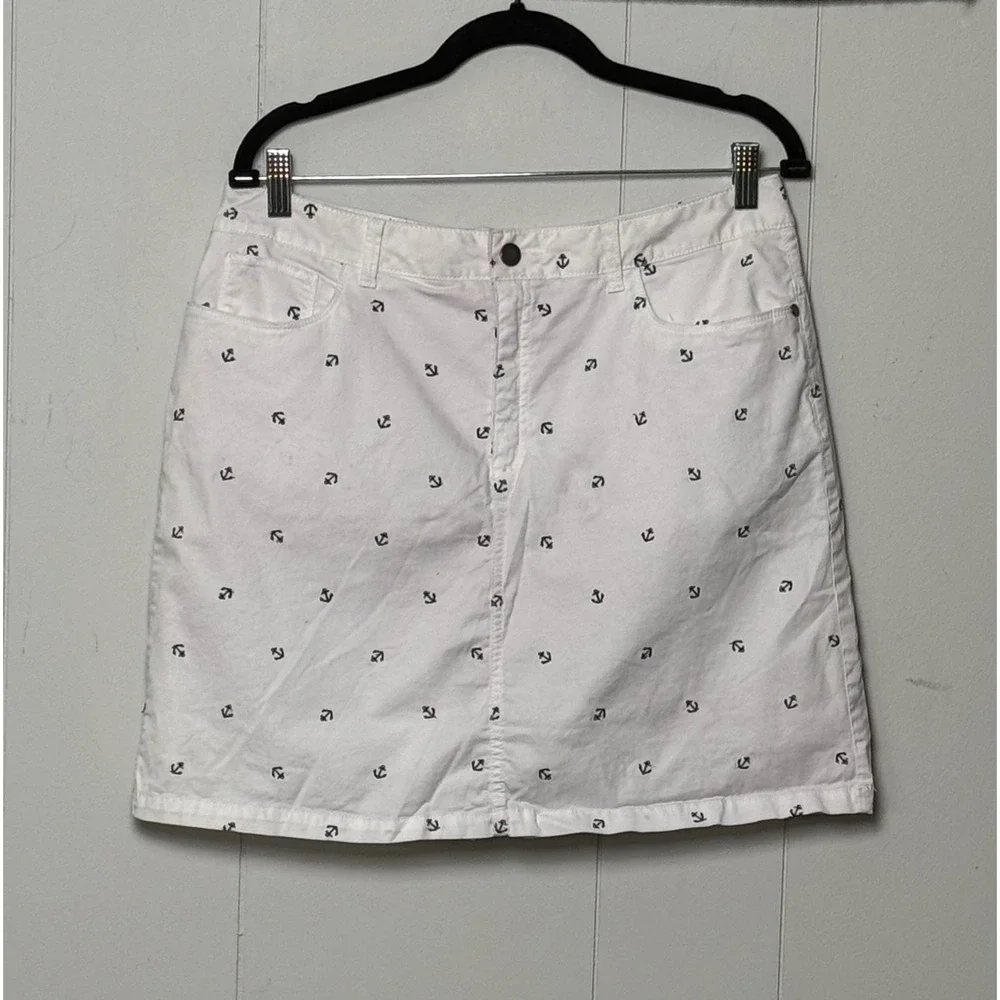 Croft & Barrow Women's White Anchor Embroidered Skort Nautical Mini Skirt Sz 12 - Picture 1 of 8